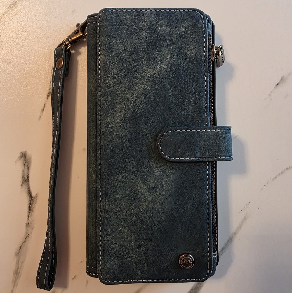 Wristlet Phone Wallet in Teal Faux Leather Fits Samsung S25 Ultra. NWOT